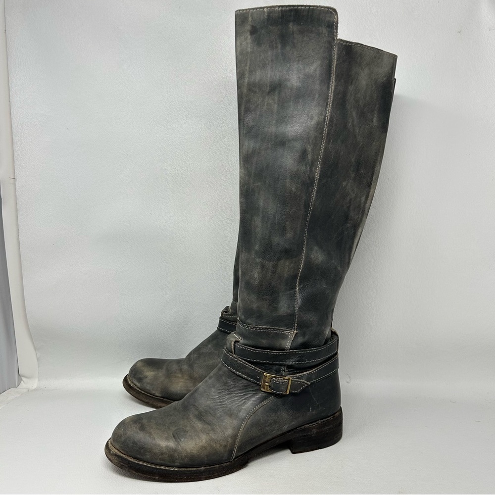 Bed Stu tall Bristol Rustic Distressed Gray/Brown leather boots, sz 8.5.